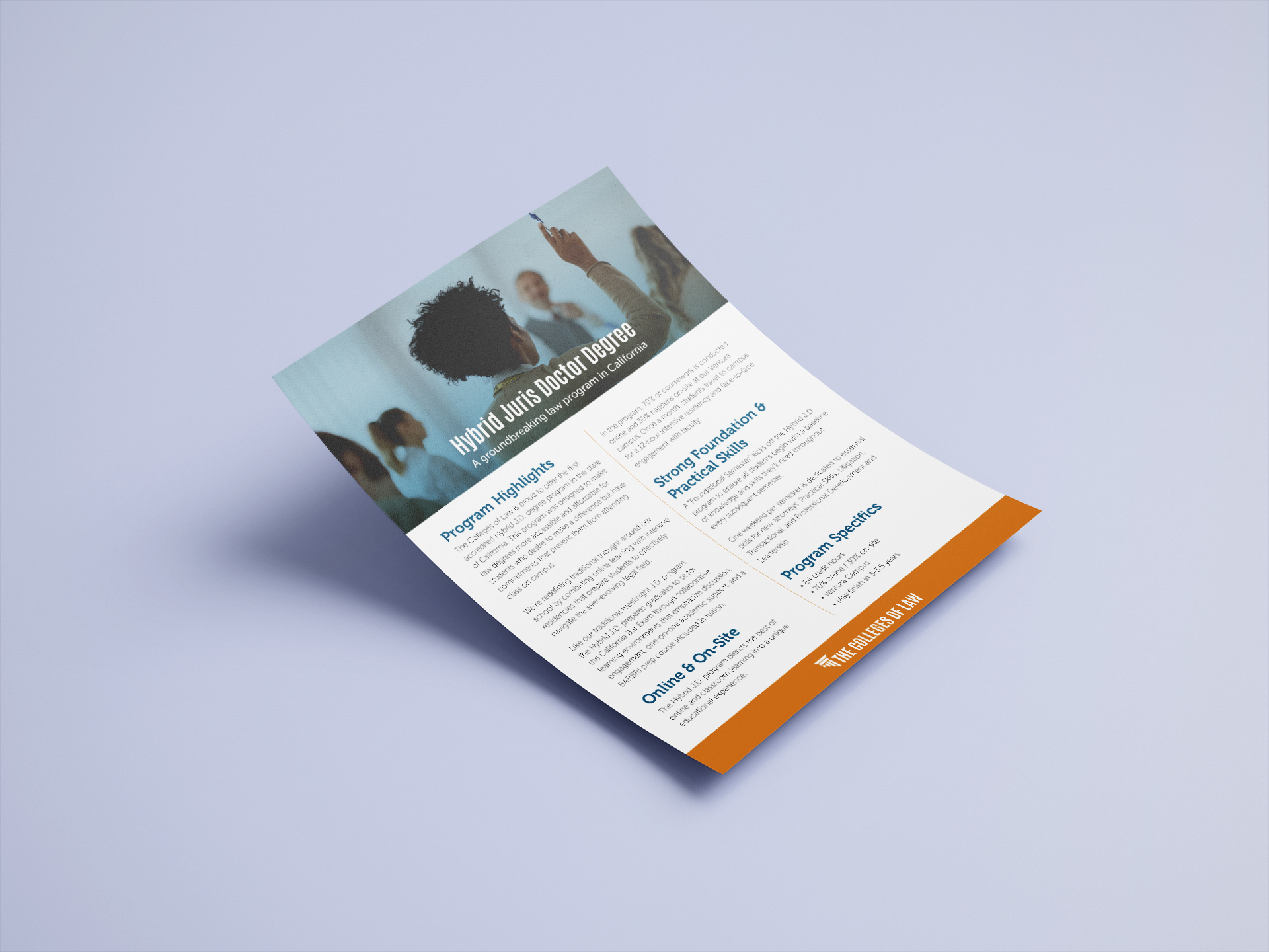 Mockup of the front of the second COL Program One Sheet flyers.