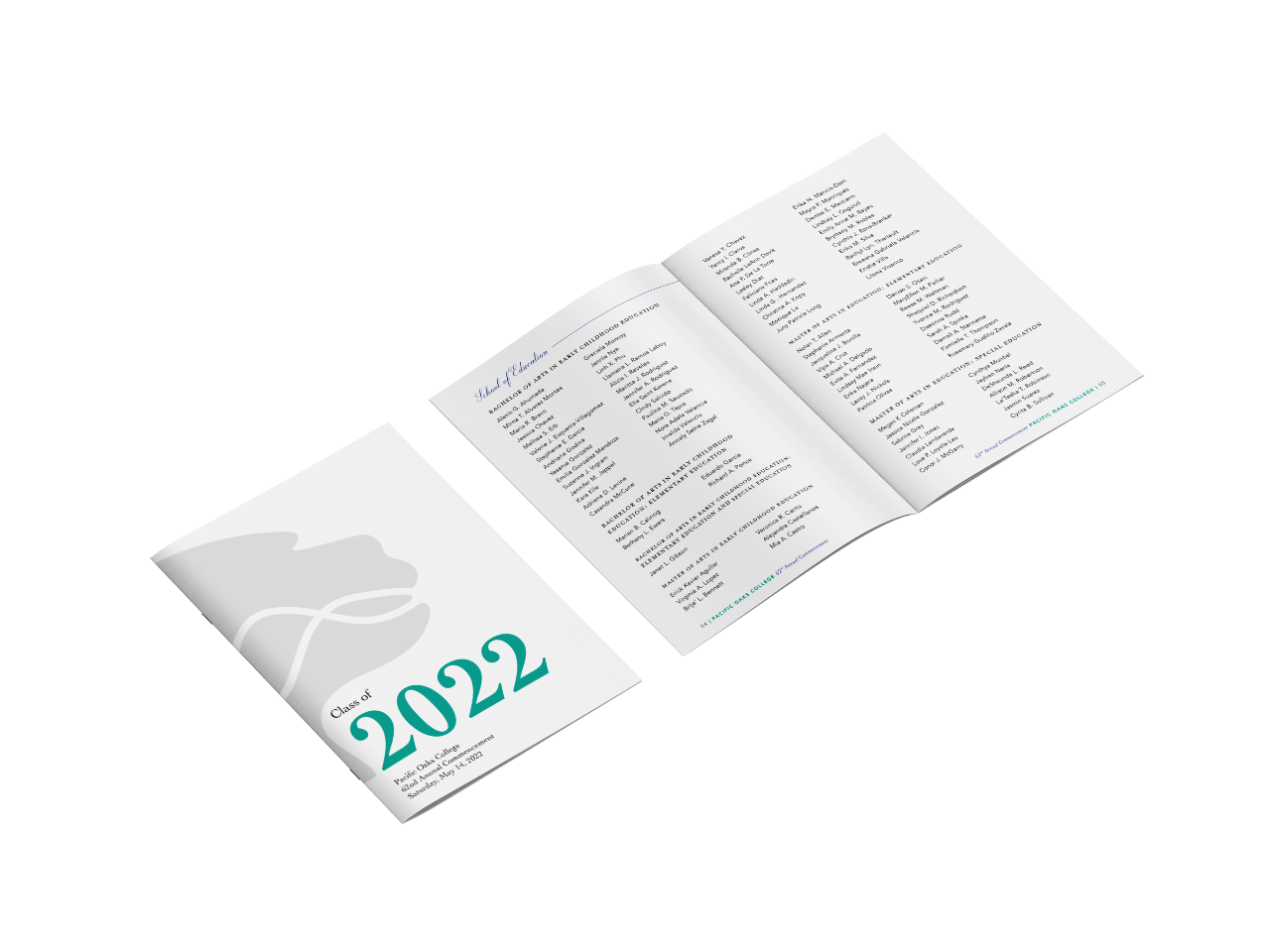 Pacific Oaks 2022 Commencement Booklet Mockup