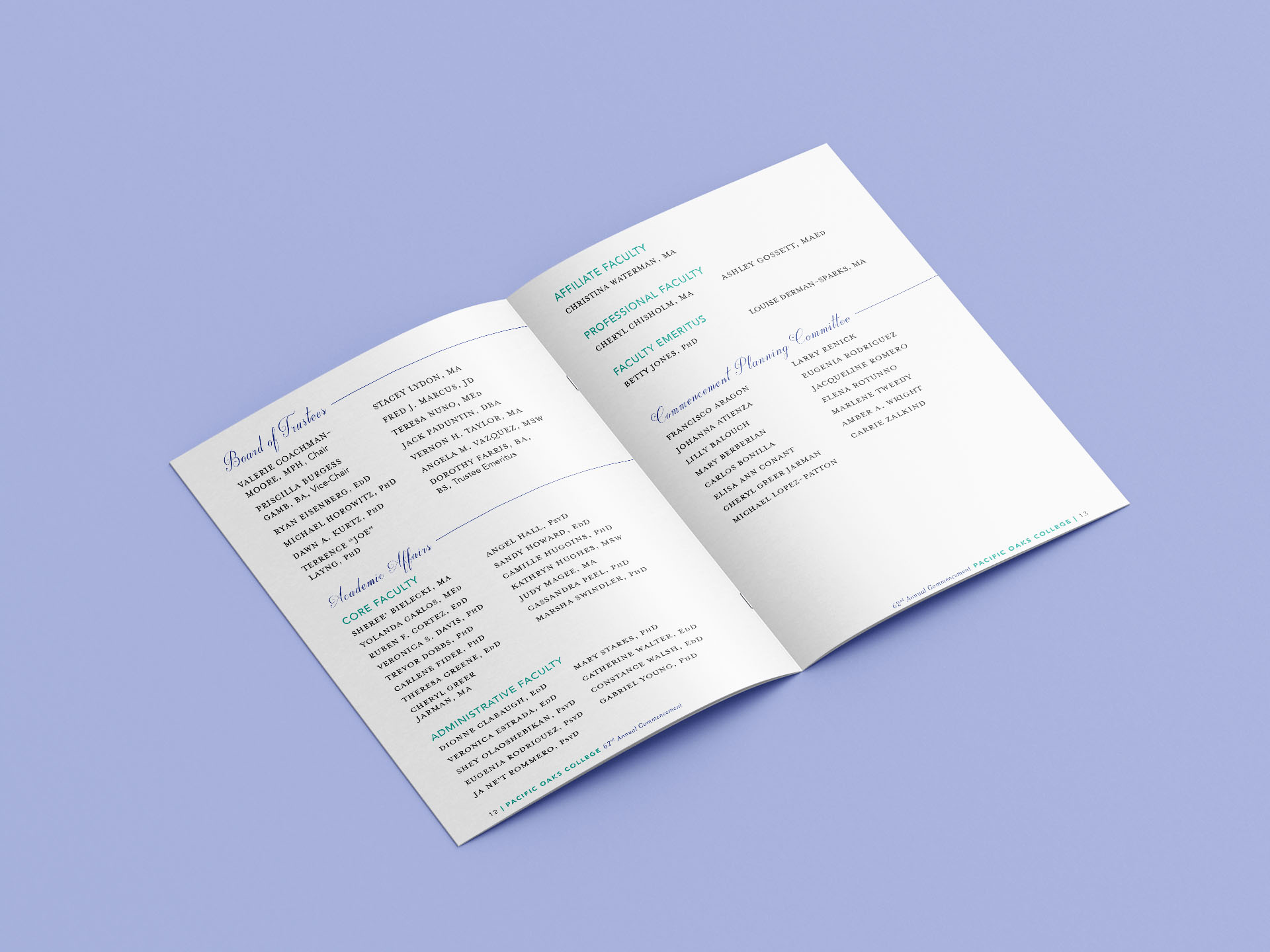 Pacific Oaks College 2022 Commencement Booklet Spread Example 2