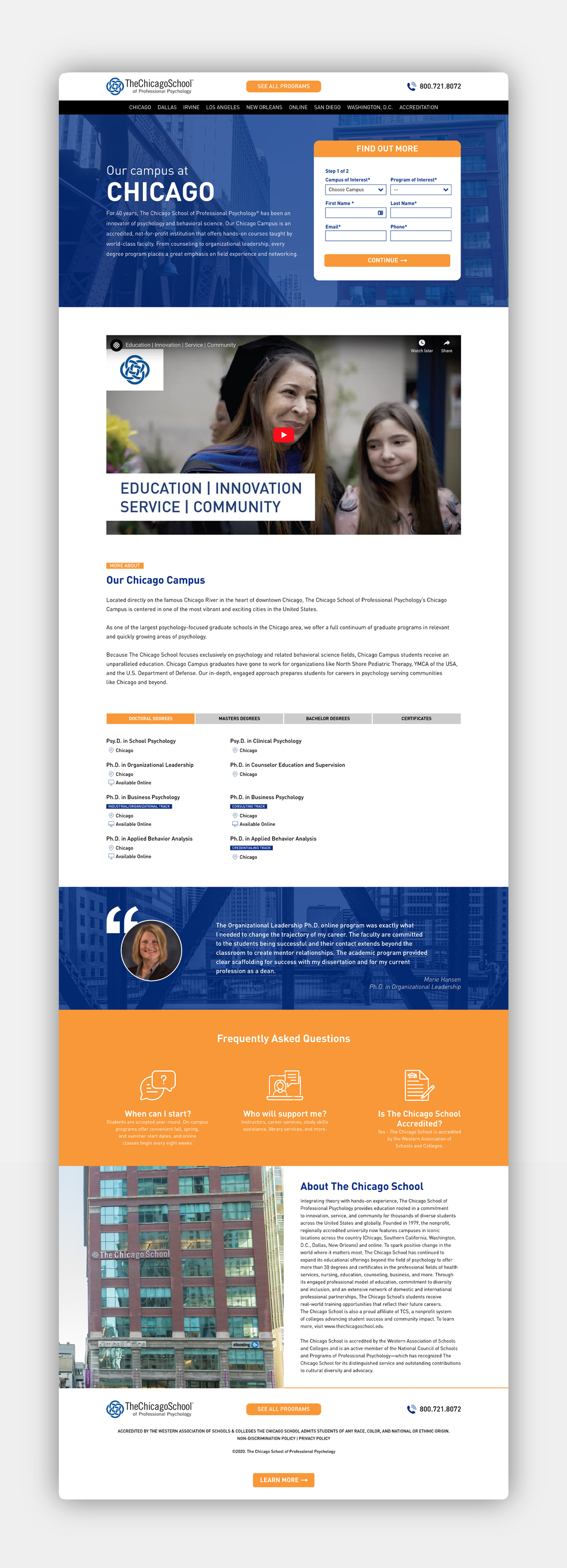 The Chicago School of Professional Psychology Paid Interior Landing Page